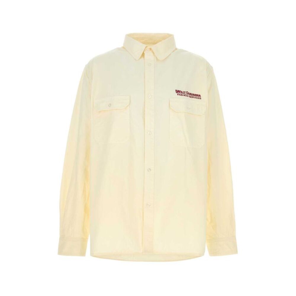 Willy Chavarria Men Cream Cotton Oversize Shirt